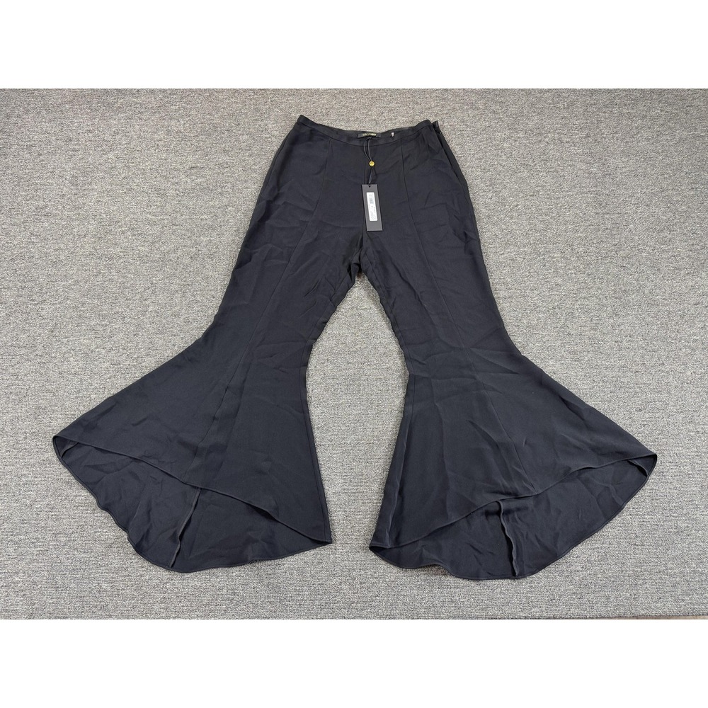 Kobi Halperin Pants Womens 8 Black Alina Crepe Pull On Extreme Wide‎ Leg Flare